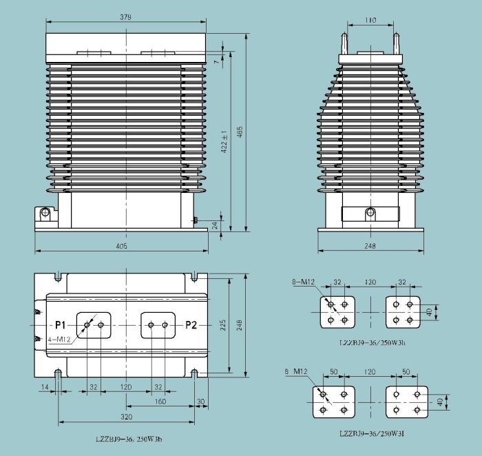 LZZBJ9-35/250W3b(hI) Трансформатор струму внутрішній 27,5~35 кВ