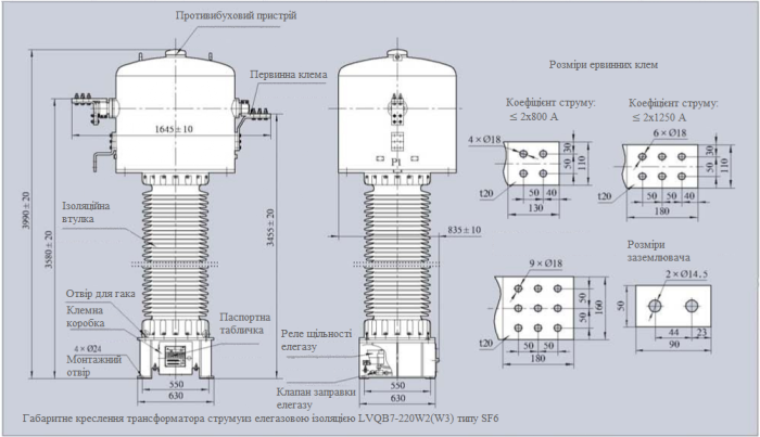 LVQB7-220(GY)(W,W2,W3) Трансформатор струму з елегазовою ізоляцією 220 kV