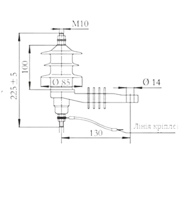 HY5WS1-5/15TL Розрядник перенапруг розподільчого типу 3-6 kV